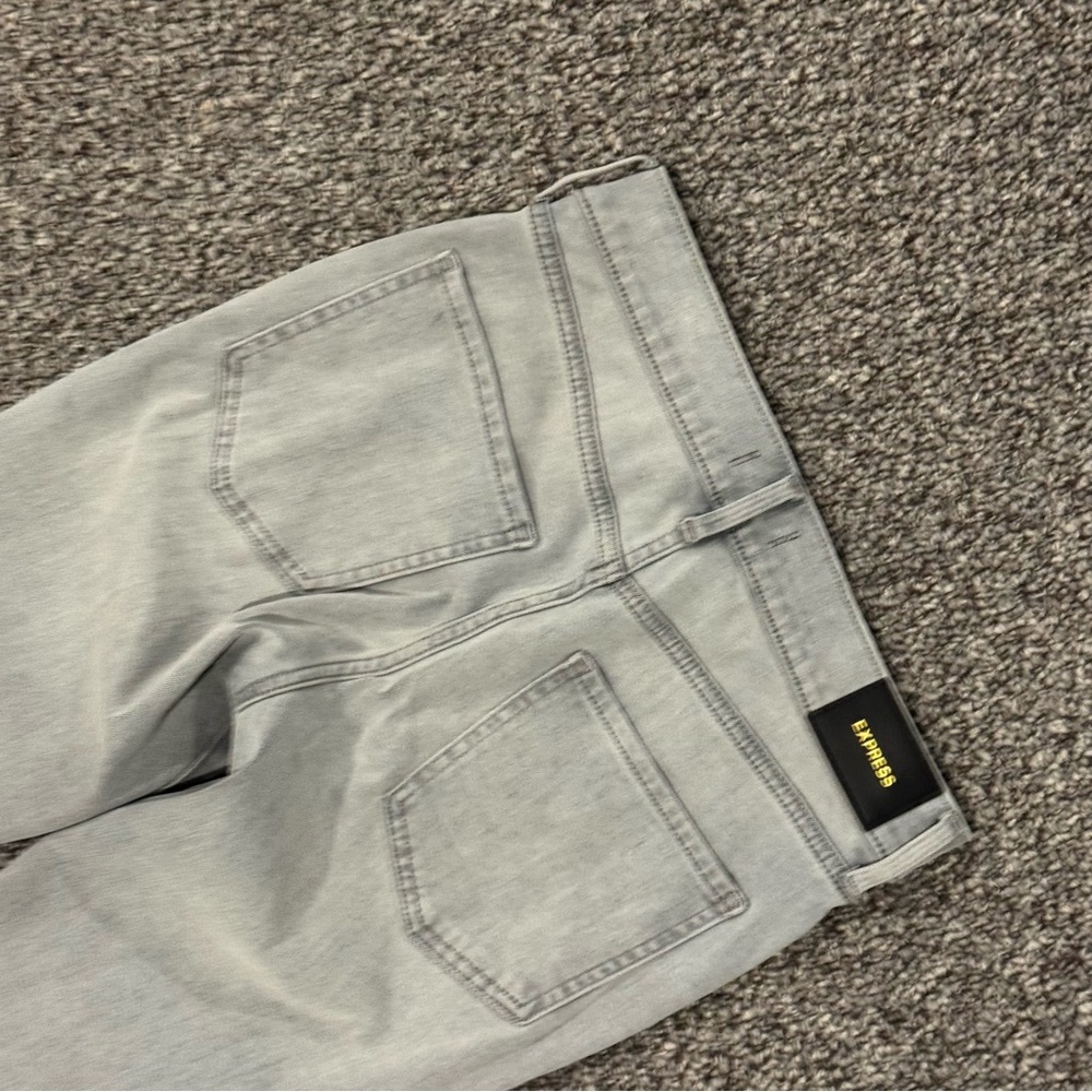 Express Button Fly Light Gray Denim - image 8